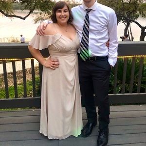 Azazie light tan/cream bridesmaid dress. XL/14